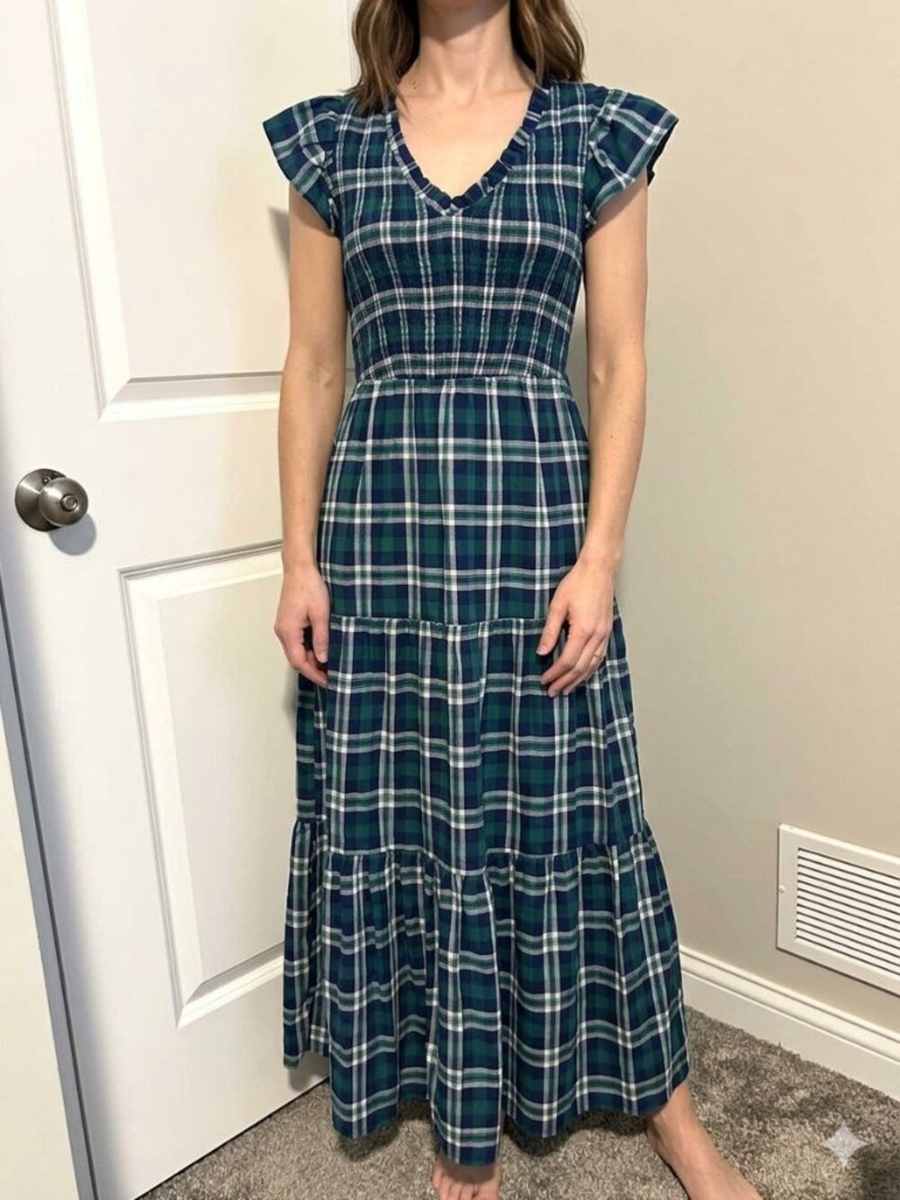 NWT Sugarlips cotton Buckley plaid sunfire tiered dress, size XS